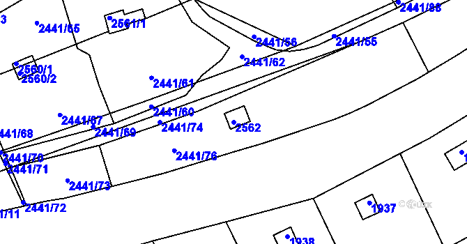 Parcela st. 2562 v KÚ Libušín, Katastrální mapa