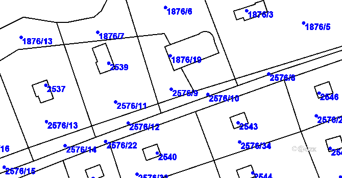 Parcela st. 2576/9 v KÚ Libušín, Katastrální mapa