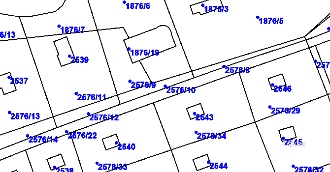 Parcela st. 2576/10 v KÚ Libušín, Katastrální mapa