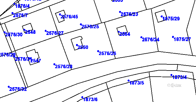 Parcela st. 2576/26 v KÚ Libušín, Katastrální mapa