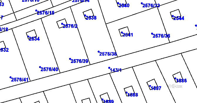 Parcela st. 2576/38 v KÚ Libušín, Katastrální mapa