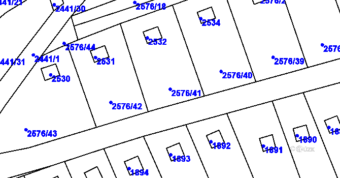 Parcela st. 2576/41 v KÚ Libušín, Katastrální mapa