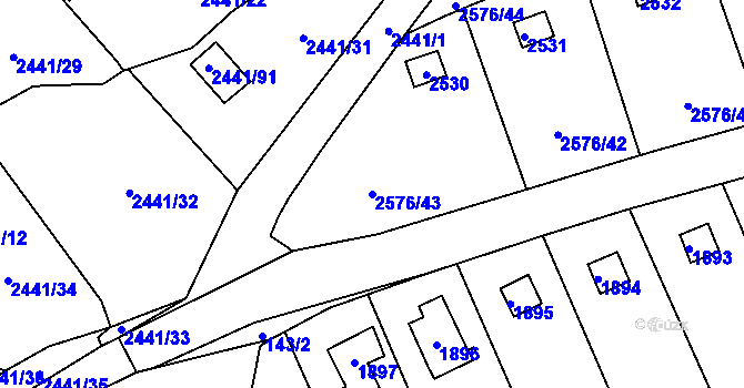 Parcela st. 2576/43 v KÚ Libušín, Katastrální mapa