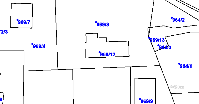 Parcela st. 969/12 v KÚ Libušín, Katastrální mapa