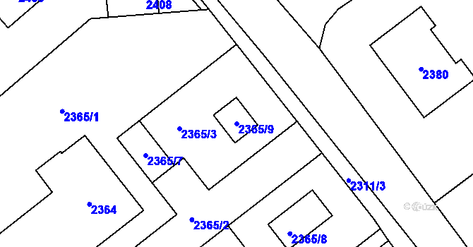 Parcela st. 2365/9 v KÚ Libušín, Katastrální mapa