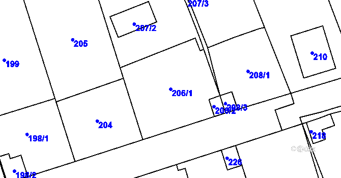 Parcela st. 206/1 v KÚ Libušín, Katastrální mapa