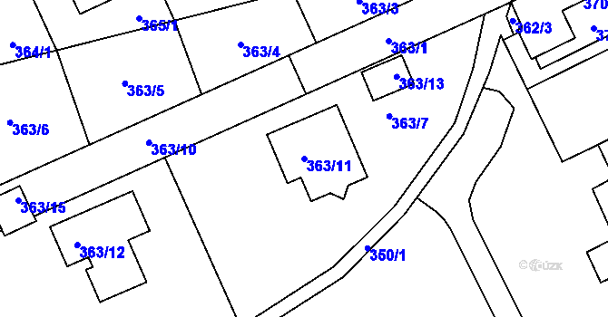 Parcela st. 363/11 v KÚ Libušín, Katastrální mapa
