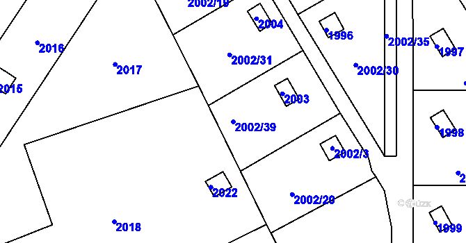 Parcela st. 2002/39 v KÚ Libušín, Katastrální mapa