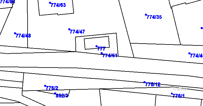 Parcela st. 774/61 v KÚ Libušín, Katastrální mapa