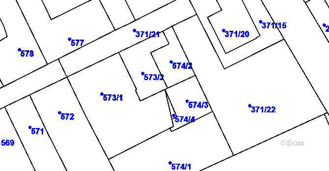 Parcela st. 574/5 v KÚ Libušín, Katastrální mapa