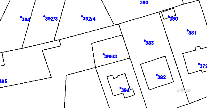 Parcela st. 396/3 v KÚ Libušín, Katastrální mapa
