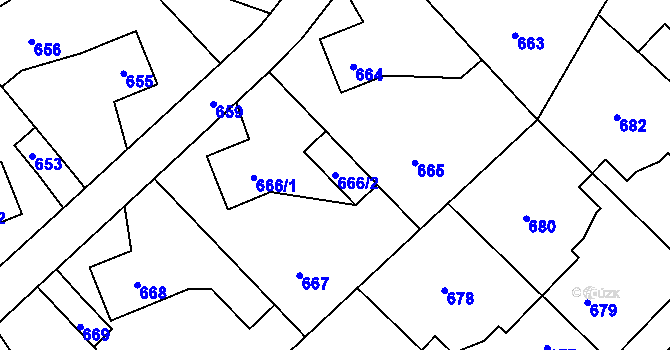 Parcela st. 666/2 v KÚ Libušín, Katastrální mapa