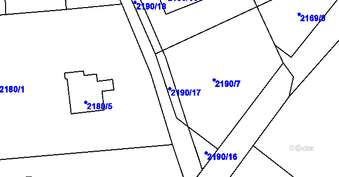 Parcela st. 2190/17 v KÚ Libušín, Katastrální mapa