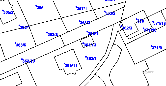 Parcela st. 363/13 v KÚ Libušín, Katastrální mapa