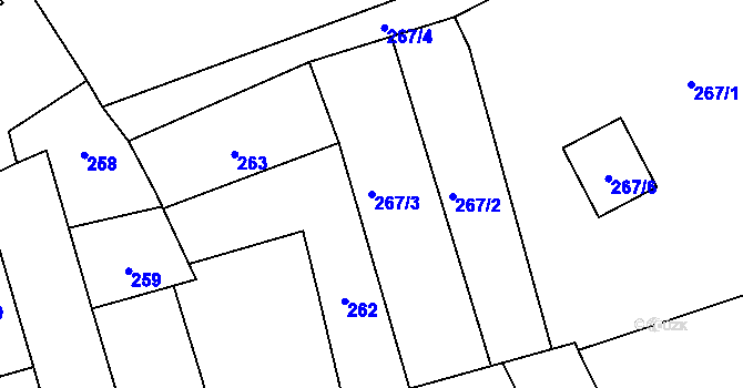 Parcela st. 267/3 v KÚ Libušín, Katastrální mapa