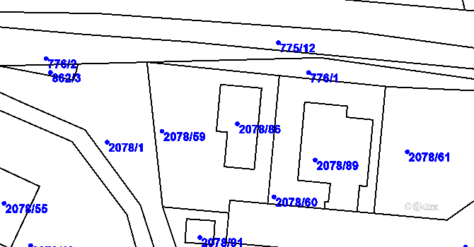 Parcela st. 2078/86 v KÚ Libušín, Katastrální mapa