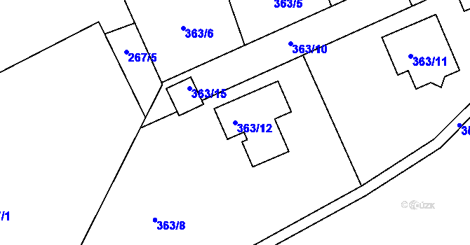 Parcela st. 363/12 v KÚ Libušín, Katastrální mapa