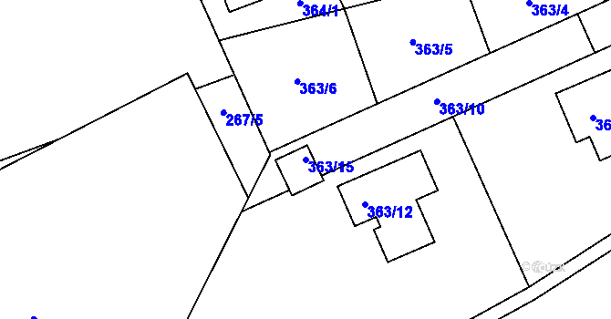 Parcela st. 363/15 v KÚ Libušín, Katastrální mapa