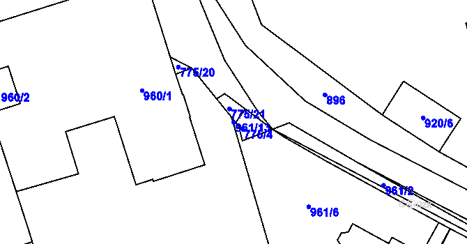 Parcela st. 961/13 v KÚ Libušín, Katastrální mapa