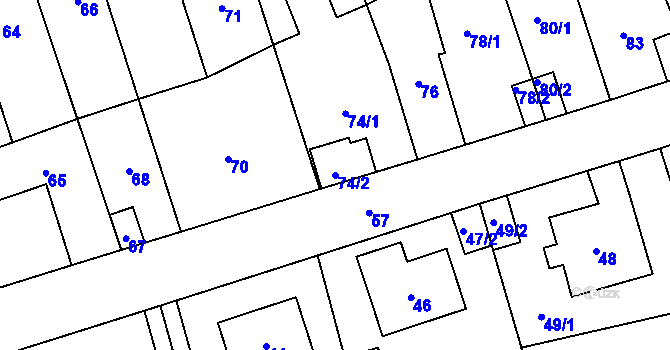 Parcela st. 74/2 v KÚ Libušín, Katastrální mapa