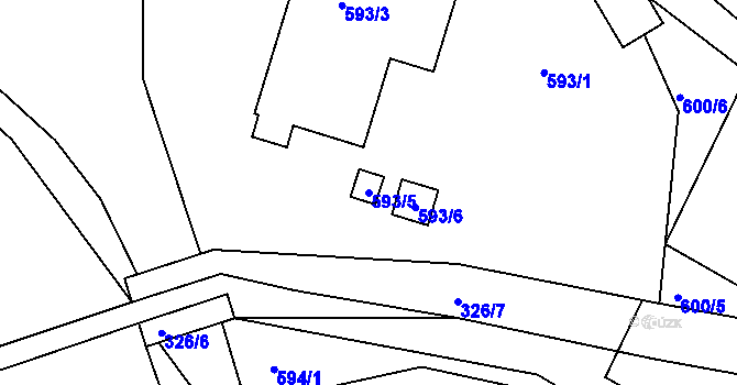 Parcela st. 593/5 v KÚ Libušín, Katastrální mapa