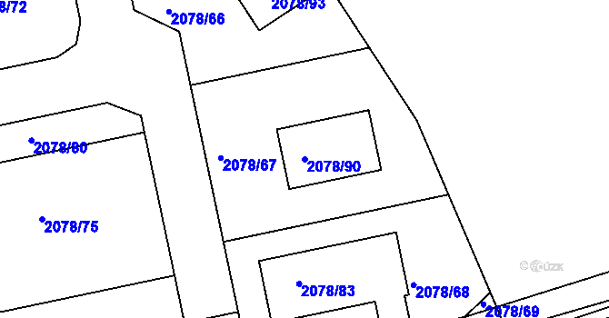 Parcela st. 2078/90 v KÚ Libušín, Katastrální mapa