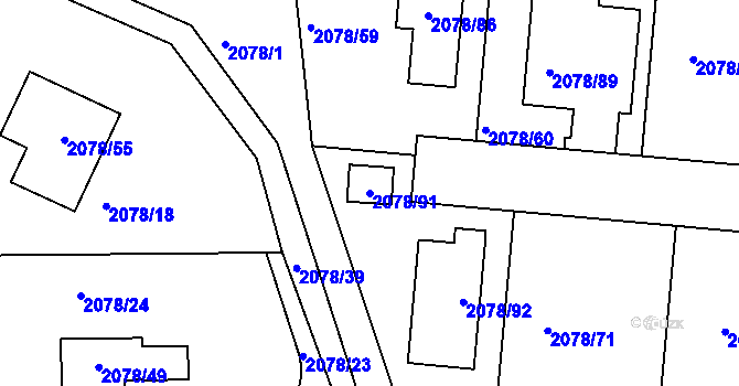 Parcela st. 2078/91 v KÚ Libušín, Katastrální mapa