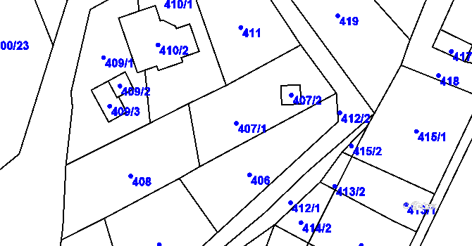 Parcela st. 407/1 v KÚ Libušín, Katastrální mapa