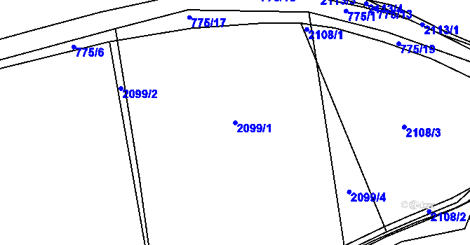 Parcela st. 2099/1 v KÚ Libušín, Katastrální mapa