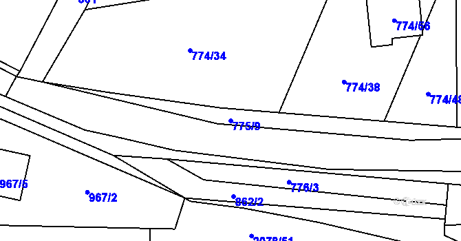 Parcela st. 775/9 v KÚ Libušín, Katastrální mapa
