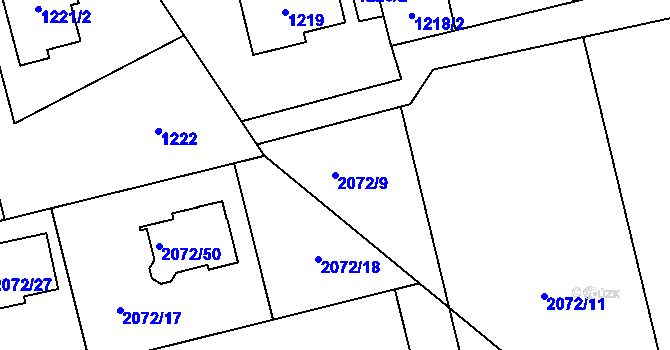 Parcela st. 2072/9 v KÚ Libušín, Katastrální mapa