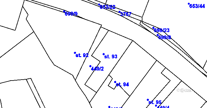 Parcela st. 93 v KÚ Lično, Katastrální mapa