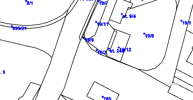 Parcela st. 16/3 v KÚ Lično, Katastrální mapa