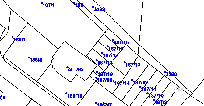 Parcela st. 187/17 v KÚ Lično, Katastrální mapa