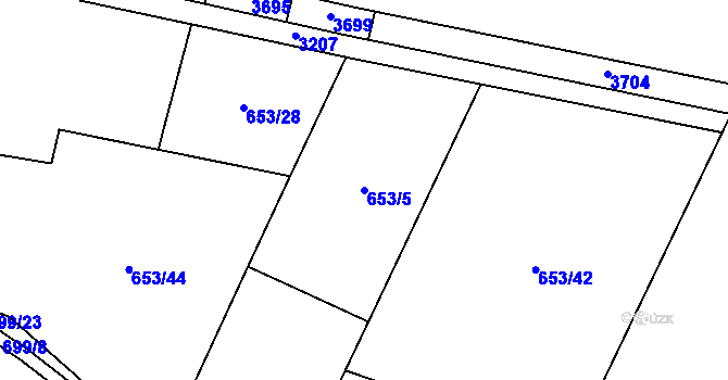Parcela st. 653/5 v KÚ Lično, Katastrální mapa