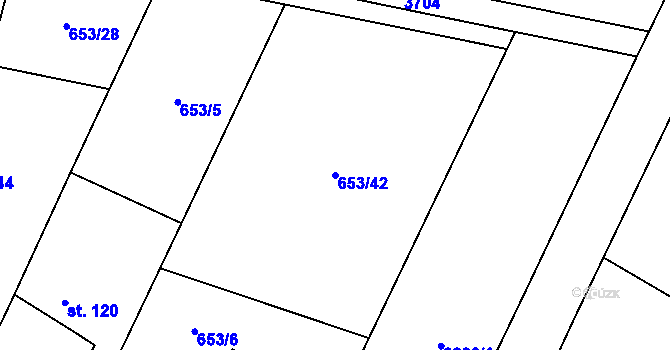 Parcela st. 653/42 v KÚ Lično, Katastrální mapa