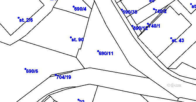 Parcela st. 690/11 v KÚ Lično, Katastrální mapa