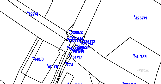 Parcela st. 731/13 v KÚ Lično, Katastrální mapa