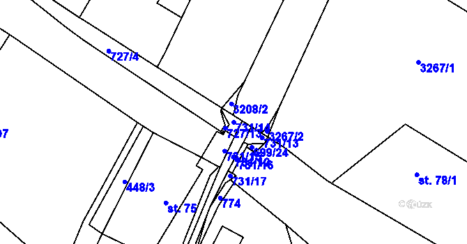 Parcela st. 731/14 v KÚ Lično, Katastrální mapa