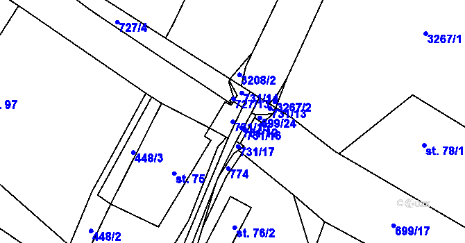 Parcela st. 731/15 v KÚ Lično, Katastrální mapa