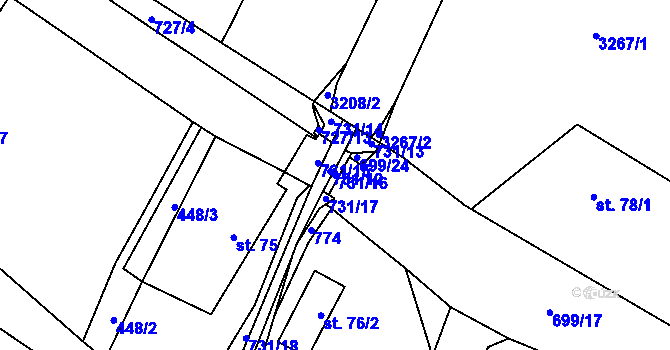 Parcela st. 731/16 v KÚ Lično, Katastrální mapa