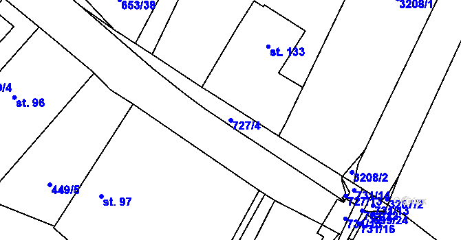 Parcela st. 727/4 v KÚ Lično, Katastrální mapa