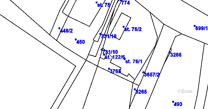 Parcela st. 122/6 v KÚ Lično, Katastrální mapa
