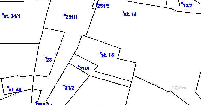 Parcela st. 15 v KÚ Ostašovice, Katastrální mapa