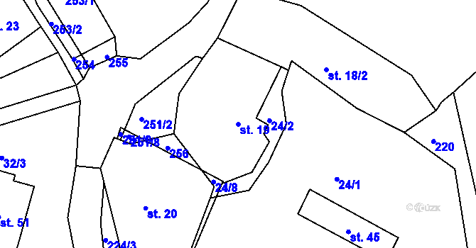 Parcela st. 19 v KÚ Ostašovice, Katastrální mapa