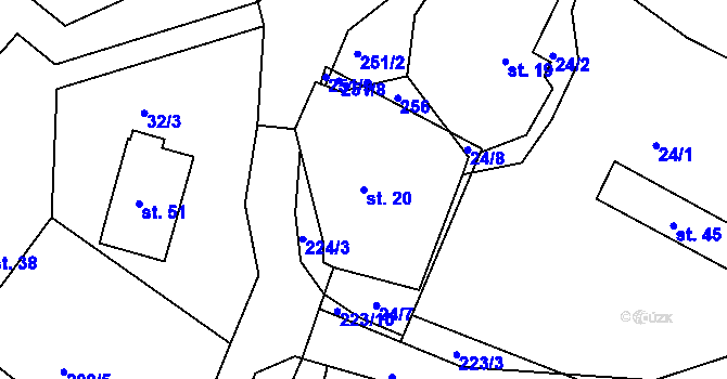 Parcela st. 20 v KÚ Ostašovice, Katastrální mapa