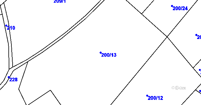 Parcela st. 200/13 v KÚ Ostašovice, Katastrální mapa