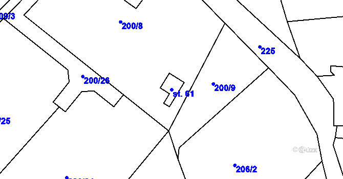 Parcela st. 61 v KÚ Ostašovice, Katastrální mapa
