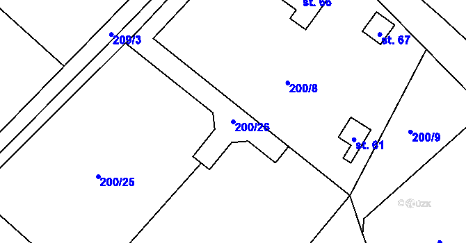 Parcela st. 200/26 v KÚ Ostašovice, Katastrální mapa