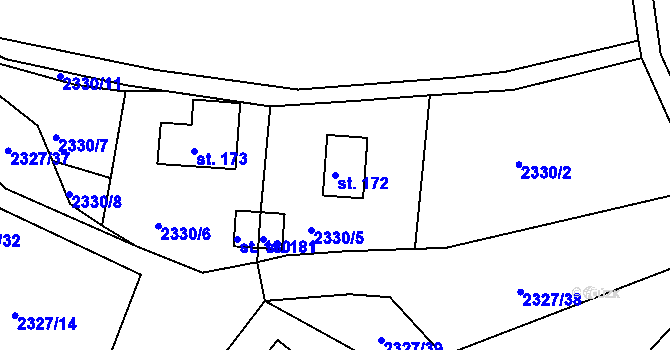 Parcela st. 172 v KÚ Děkanské Skaliny, Katastrální mapa
